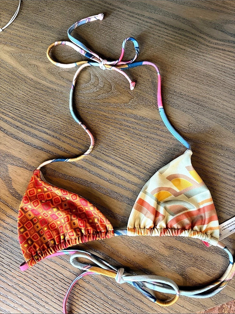 Free People FP Beach Triangle Bikini Top Geometric Multicolor Small